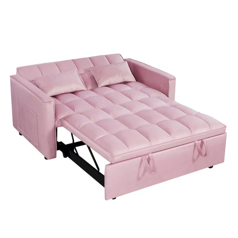 Modern Convertible Futon Sofa Bed,Adjustable Backrest,Armrest Holders