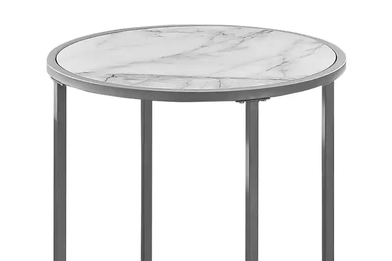 Jacki 18.25 Chairside Table - White Marble-Look