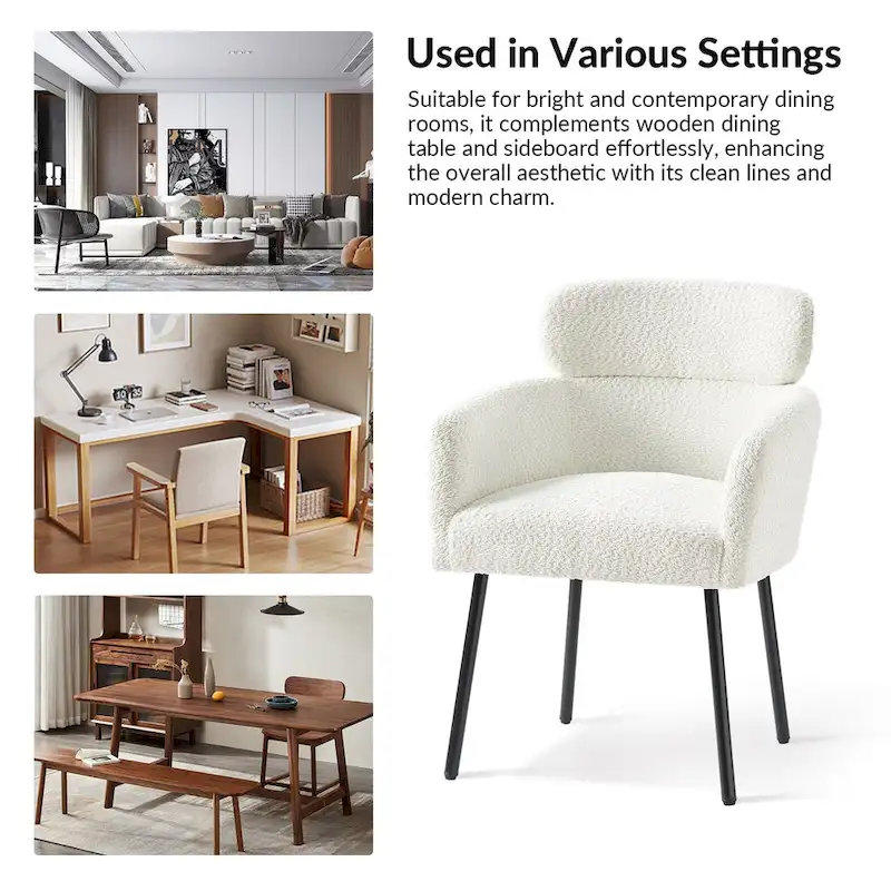 Amos Modern Boucle Dining Chair with Adjustment Feet