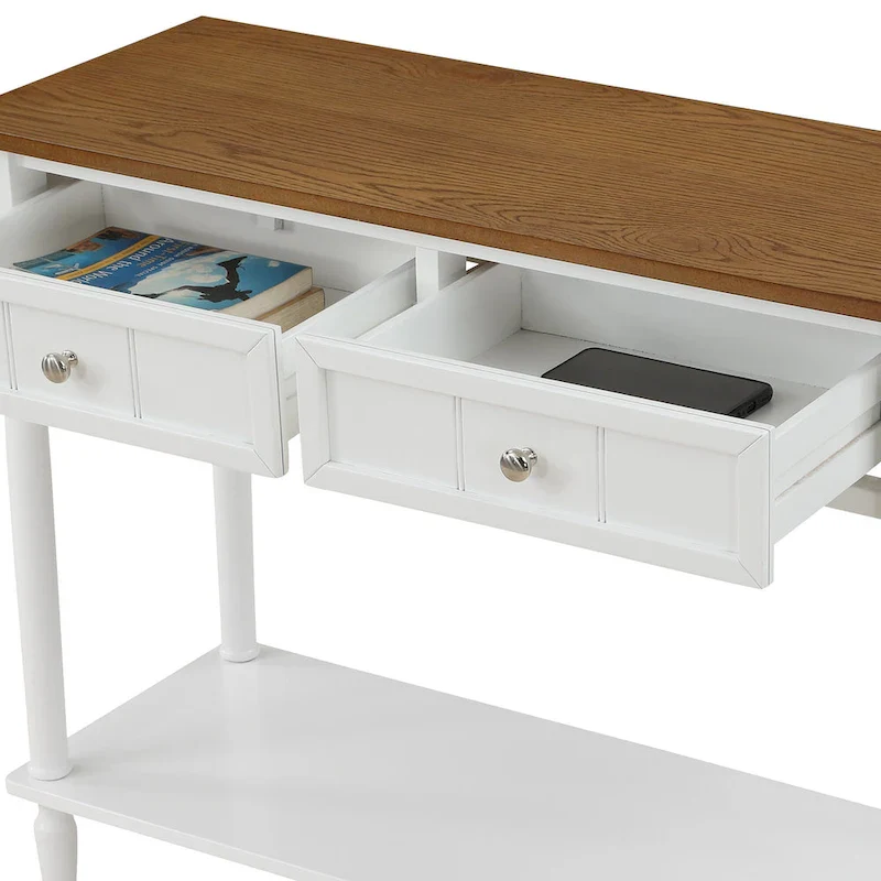 French Country 2 Drawer Hall Table with Shelf
