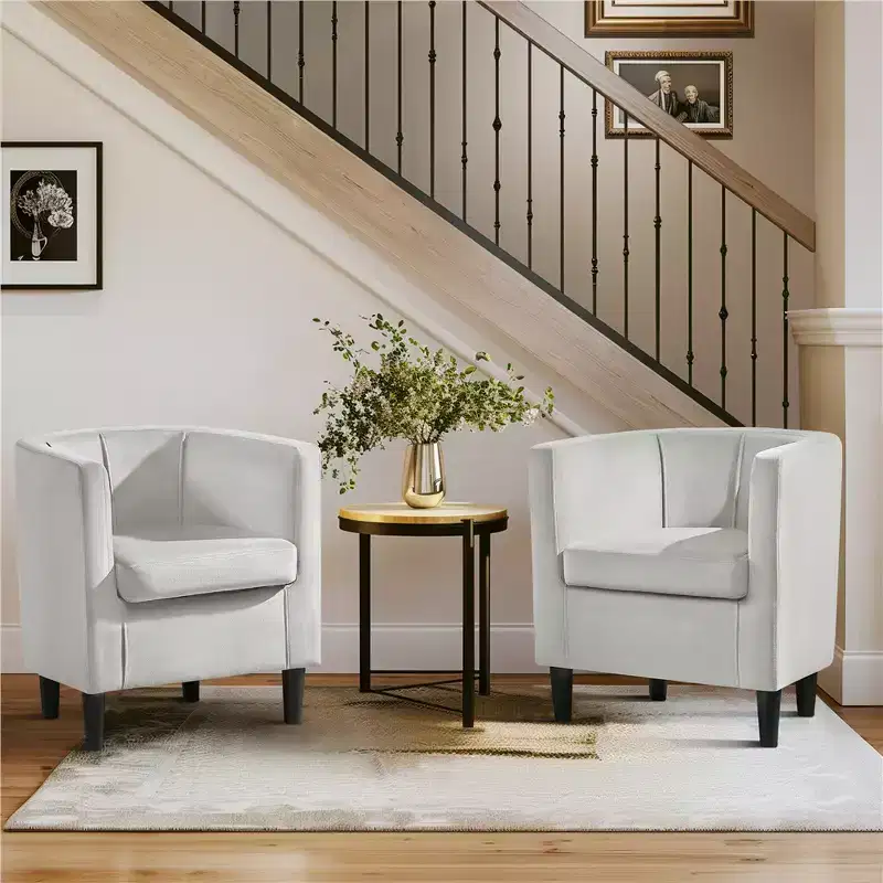 Yaheetech Set of 2 Barrel-Shaped Arm Chair for Living Room, Bedroom, Reception Room