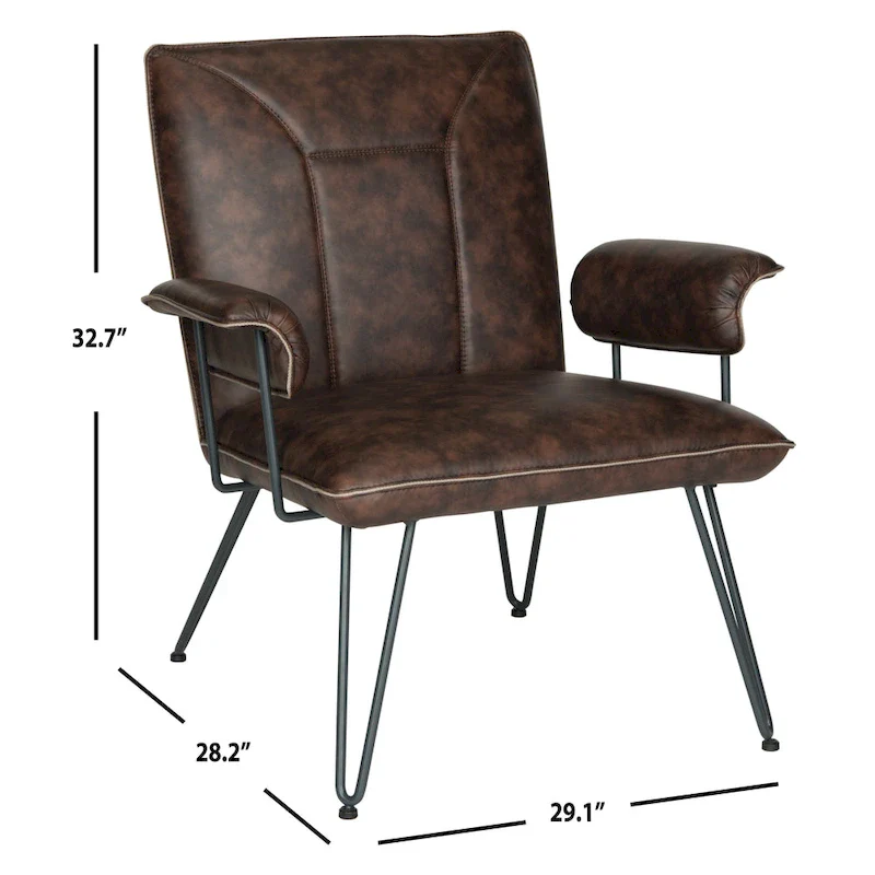 SAFAVIEH Idamae Mid-Century Modern Faux Leather Arm Chair - 29Wx28Dx33H
