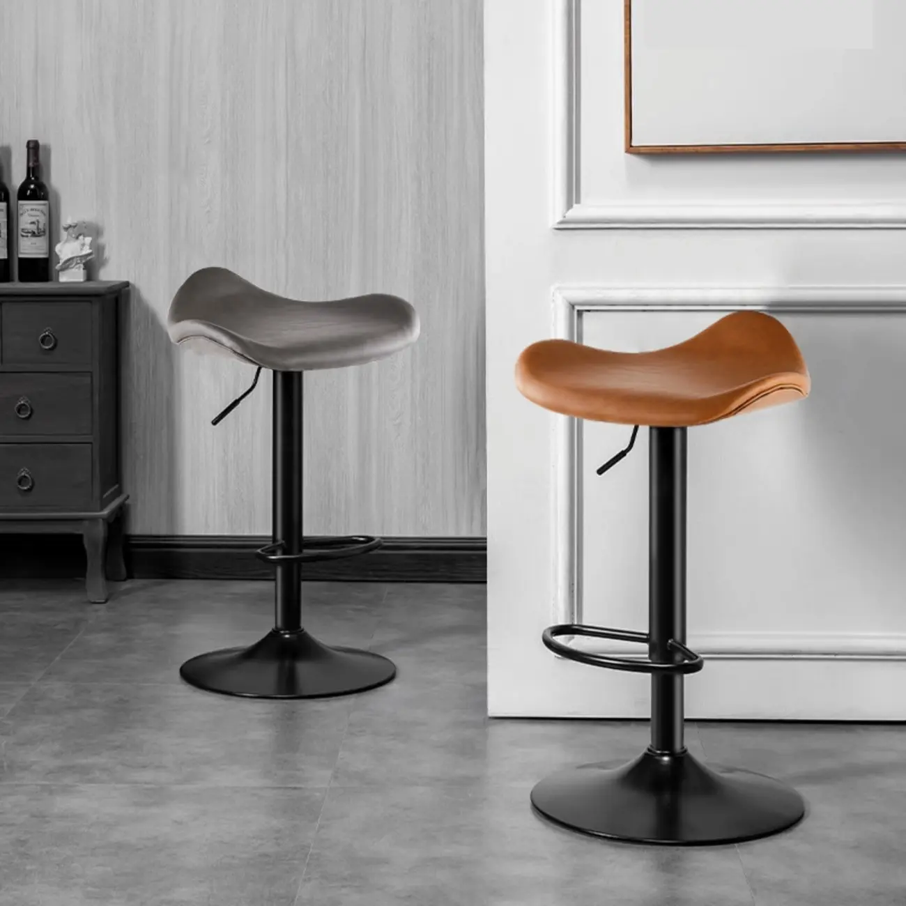 Adjustable Swivel Leather Modern Backless Bar Stools