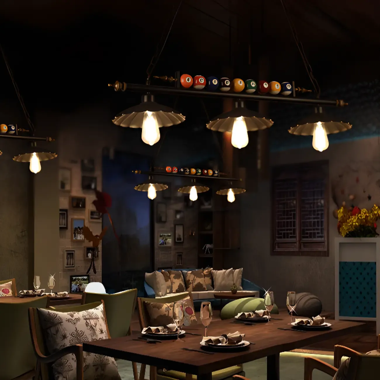 Industrial Adjustable Kitchen Island Pendant Light Snooker Decor