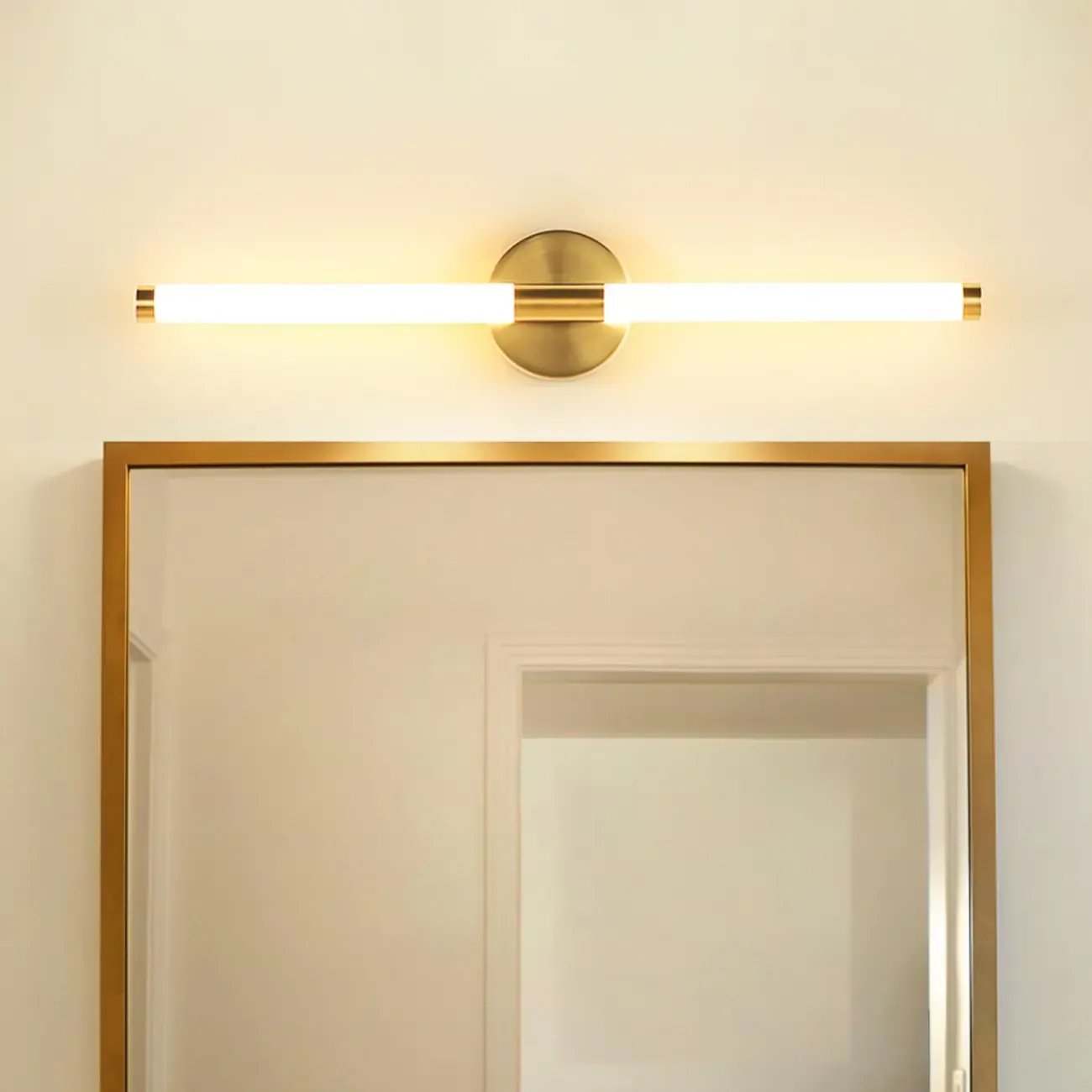 Minimalist Dimmable Gold Tube Vanity Light for Bathroom