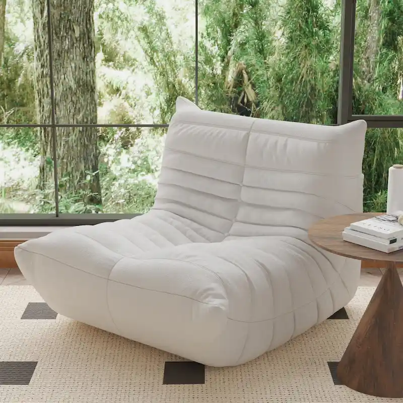 Single Sofa Teddy Fabric Bean Bag Chair