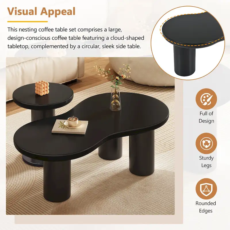 Cloud Coffee Table with Round Small Side Table
