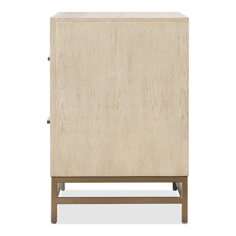 Drayden Transitional Oak Solid Wood 2-Piece Bed and Nightstand Bedroom Set