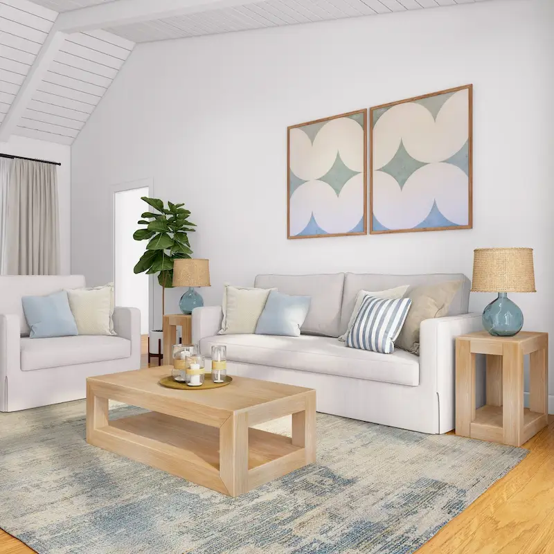 Plank and Beam Modern Rectangular Coffee Table with Shelf