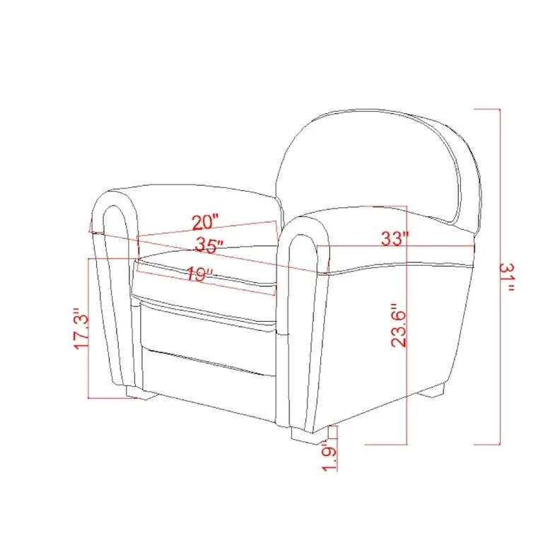 Pasargad Home Genuine Leather Paris Club Chair, Brown