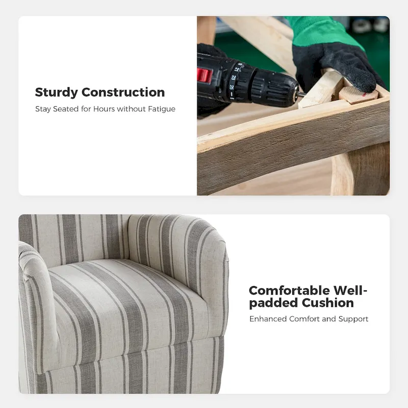 Pancy Traditional Swivel Armchair with Jacobean Strip Pattern Set of 2 by HULALA HOME