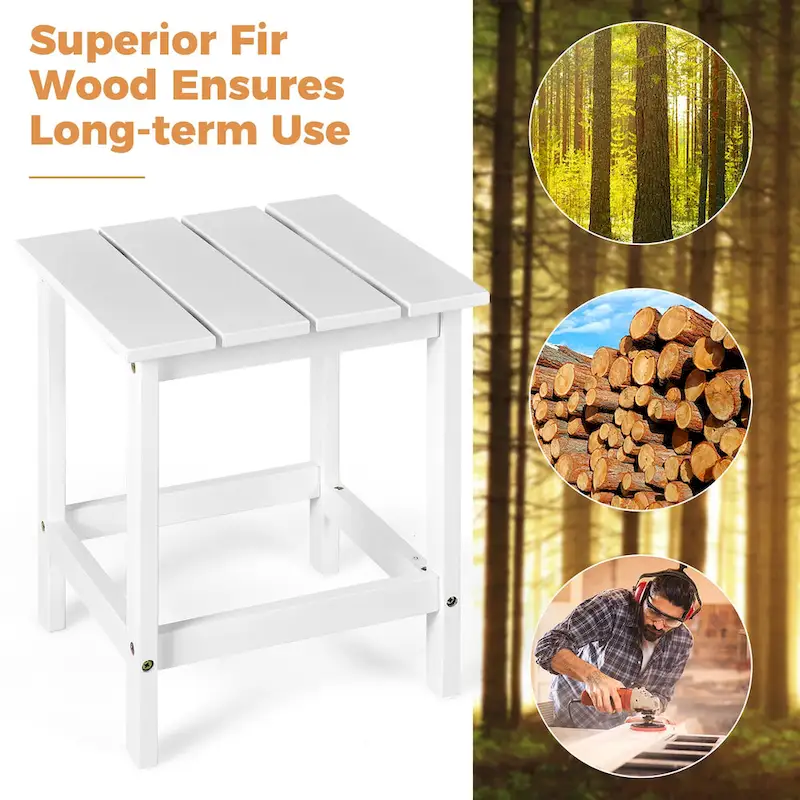 Costway Patio 15 End Side Coffee Table Square Wooden Slat Garden Deck - See details