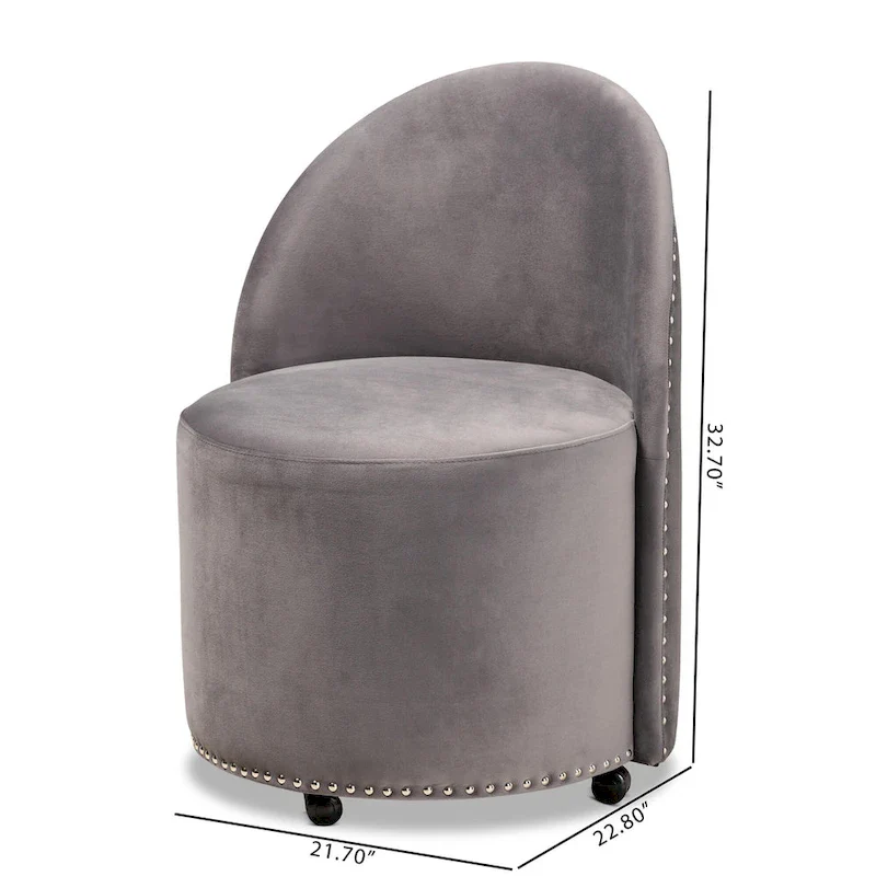 Bethel Glam and Luxe Velvet Rolling Accent Chair