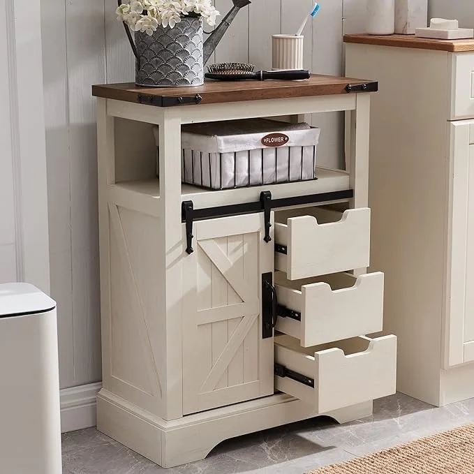 Farmhouse Bathroom Floor Cabinet, Small Storage Cabinet for Bathroom