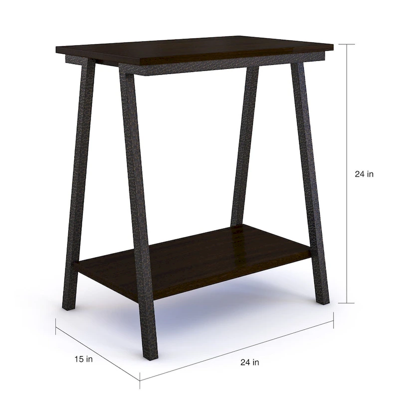 Leick Home Empiria Narrow Side Table with Shelf and Metal Frame