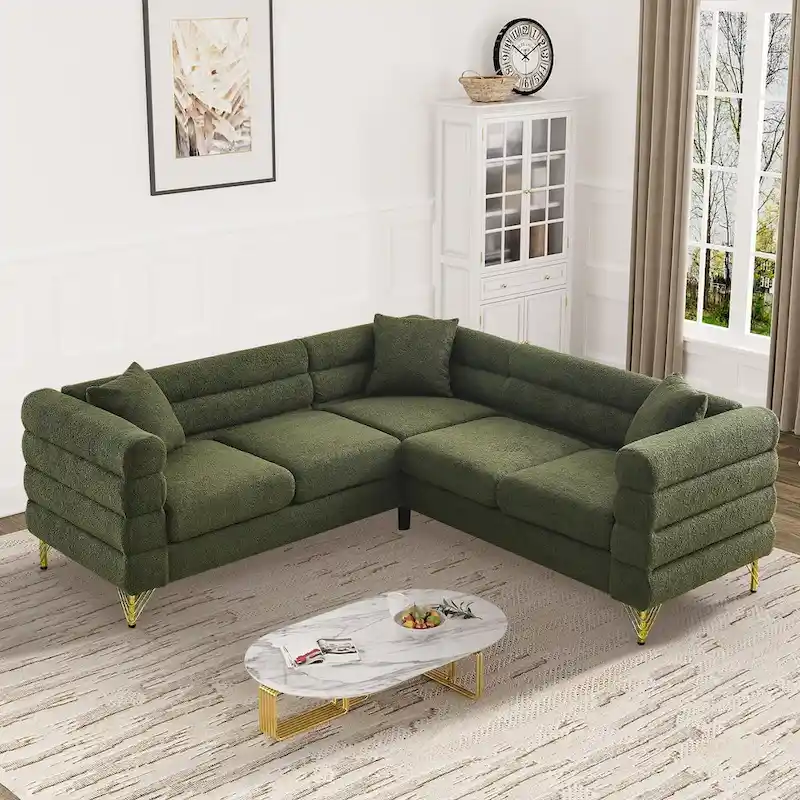 Teddy Fabric Modern Sectional Sofa L-Shape/2/3/4 Seater