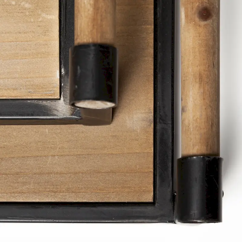 Benson Brown Wood w/Black Metal Trays (Set of 2) - 26 W x 16 D x 3 H