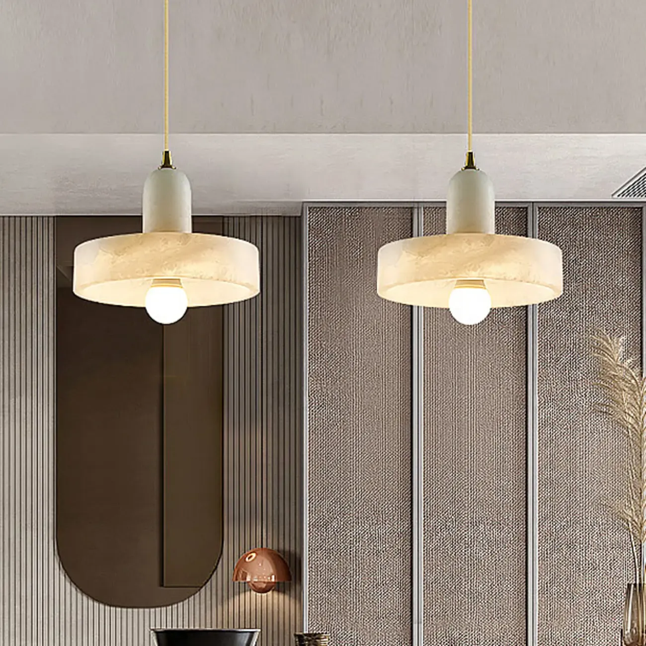 Modern Gold Metal Cylindrical Kitchen Island Pendant Light
