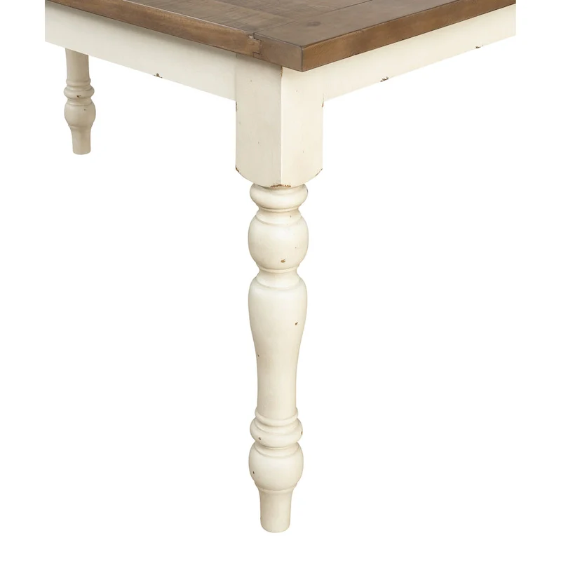 Two-Tone Dining Table with Turned Legs - Rectangular (Antique White & Distressed Oak)