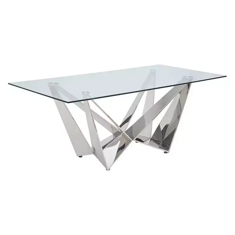 Acme Furniture Dekel Glass Top Dining Table Clear/Stainless Steel