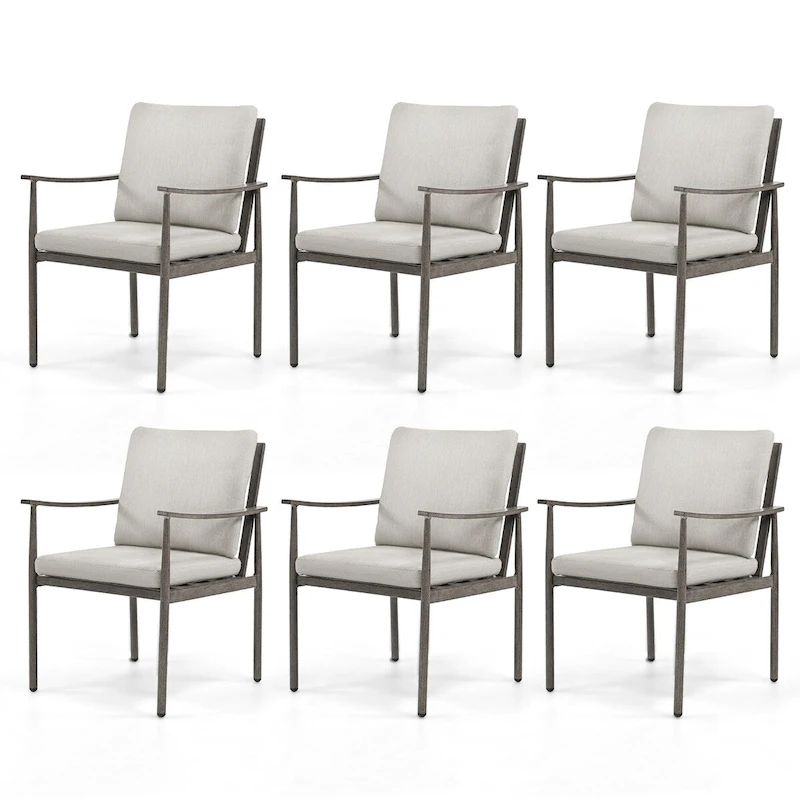 SleekLine 6-Piece Aluminum Patio Dining Chairs with Cushions