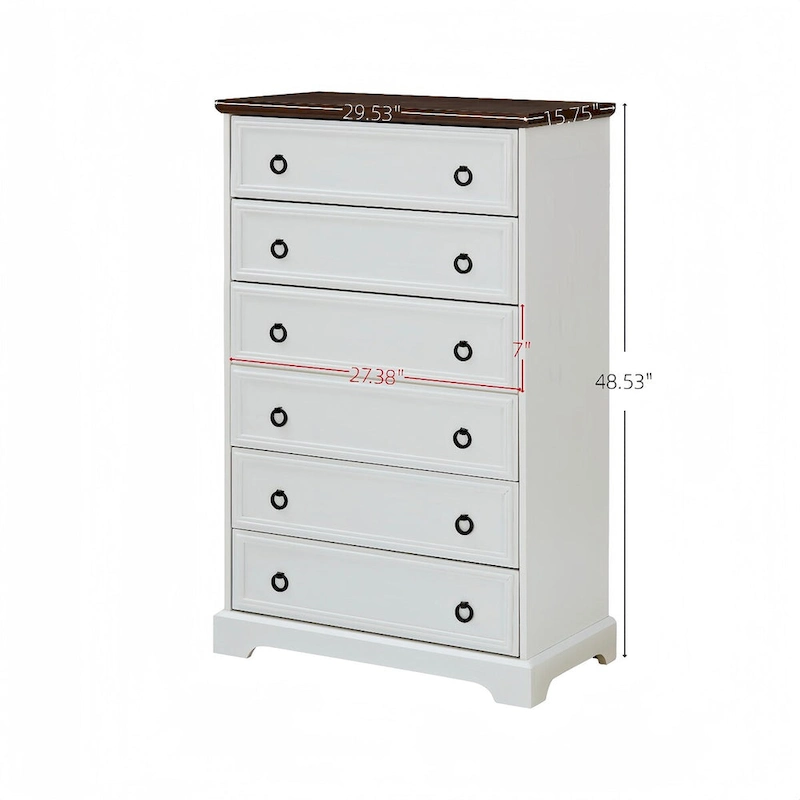 Modern 6 Drawer Cabinet Dresser Tall Chest of Drawers Closet