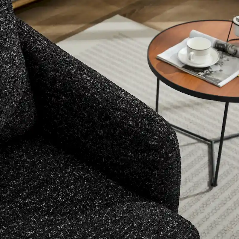 Black+ Gray 31.5 Chenille Swivel Accent Chair