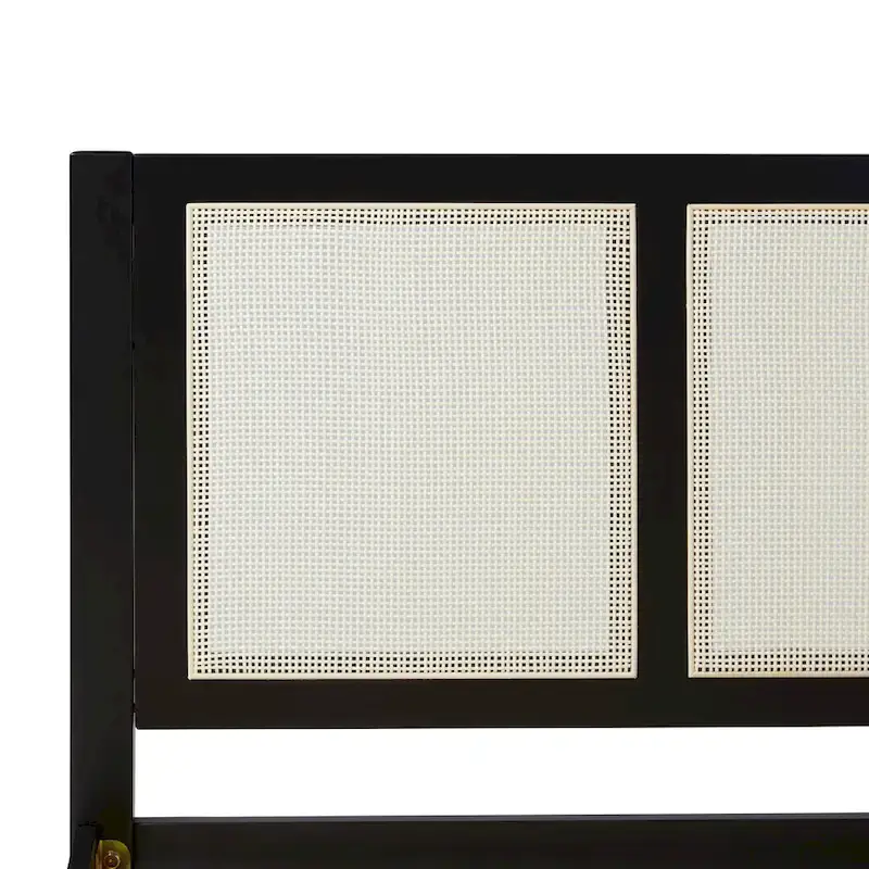 Boho Solid Wood Rattan Headboard King Bedframe