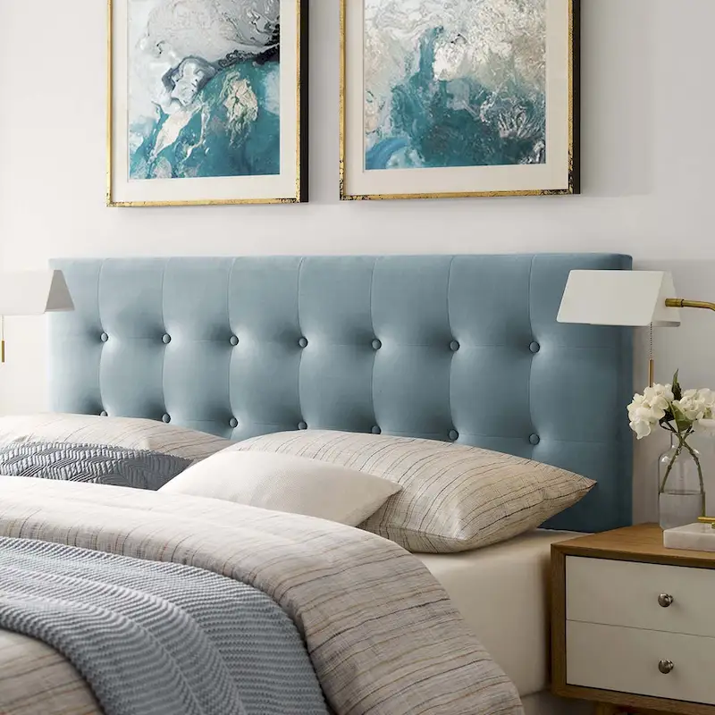 Pink / Navy / White / Light Blue / Grey King-Size Button-Tufted Velvet Headboard – Adjustable Height