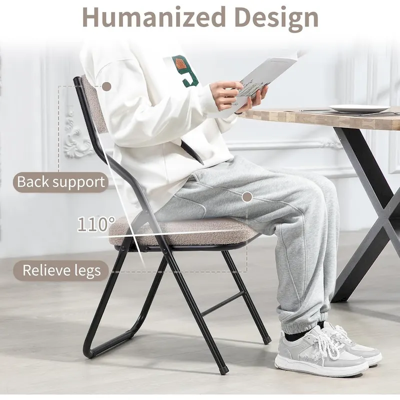 Velvet Upholstered Steel Tufted Folding Dining Chairs(set of 4)