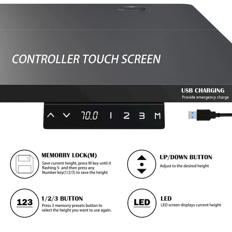Futzca Height Adjustable Electric Standing Desk Sit Stand Computer Stand up Desk with Splice Board