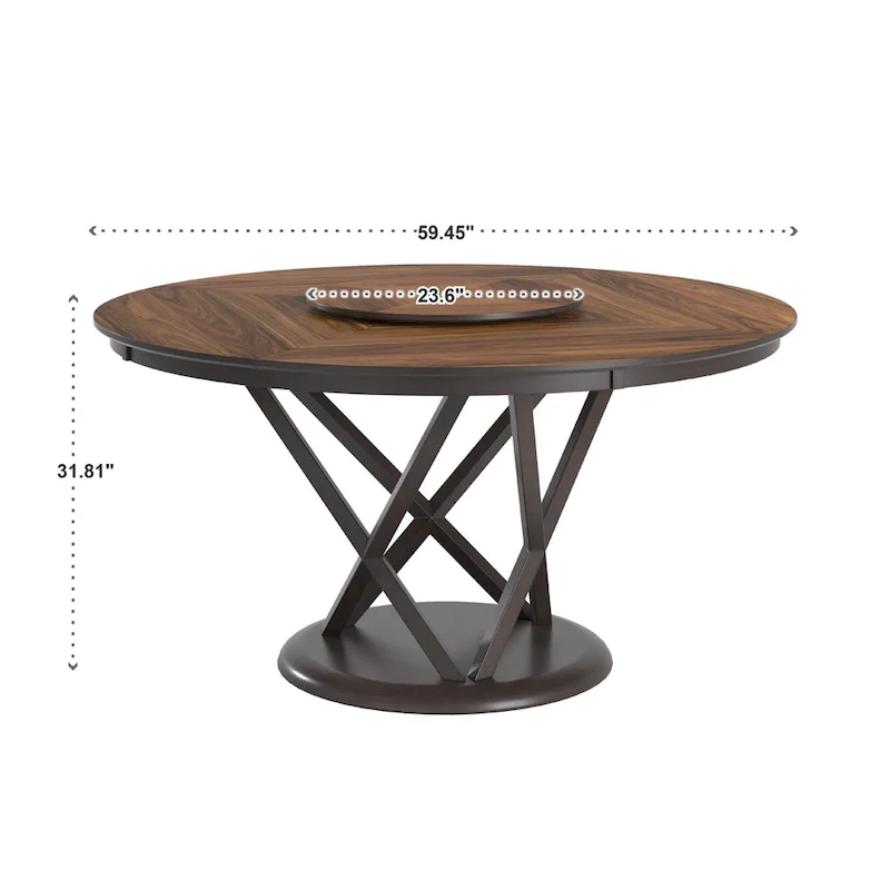 Priya Lazy Susan Turntable Espresso and Walnut Dining Table by iNSPIRE Q Modern