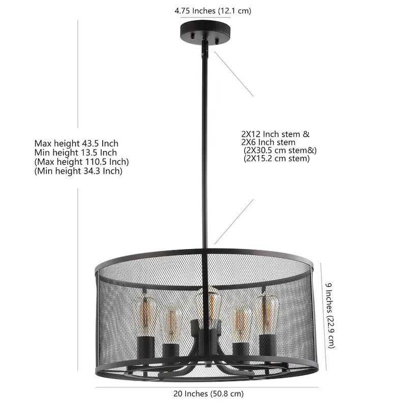 SAFAVIEH Lighting Kane Adjustable 5-light LED Brass Pendant - 20 W x 20 D x 44 H