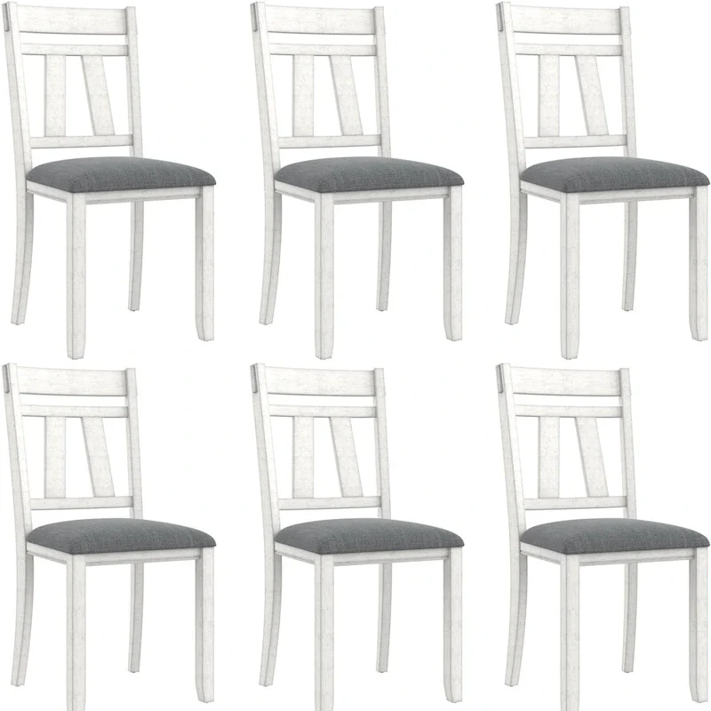 VECELO Solid Wood Dining Chairs with Linen Fabric Seating, Dining Chairs Set of 2/4/6