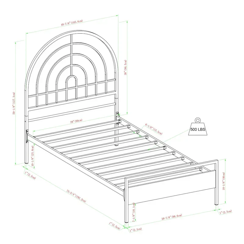 Modern Metal Arch Twin Bed Frame