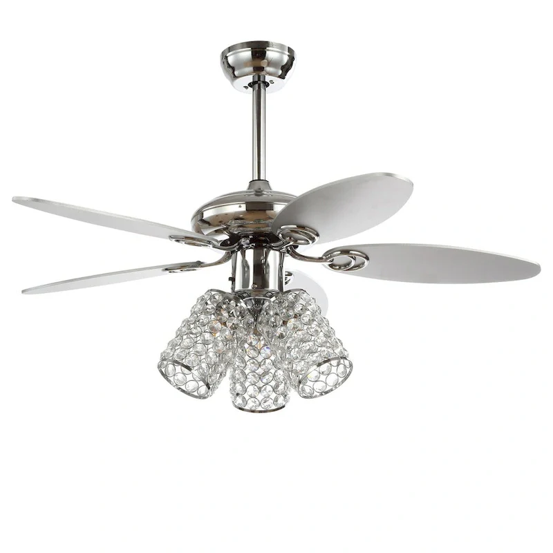 Mandy 42  3-Light Crystal LED Ceiling Fan With Remote, Chrome by JONATHAN Y