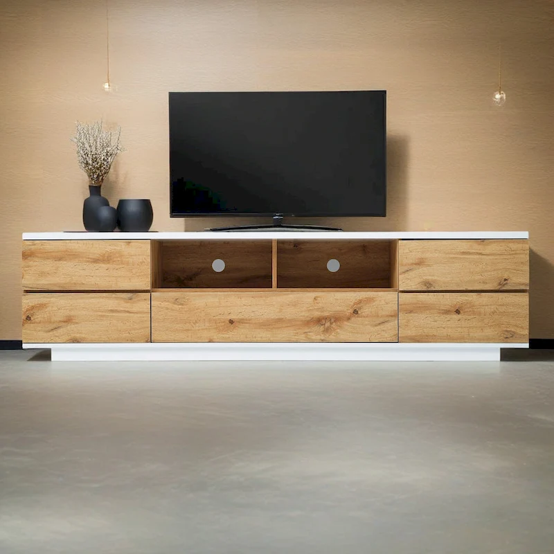 Adley 80-Inch Modern TV Stand with Concealed Storage by GDFStudio