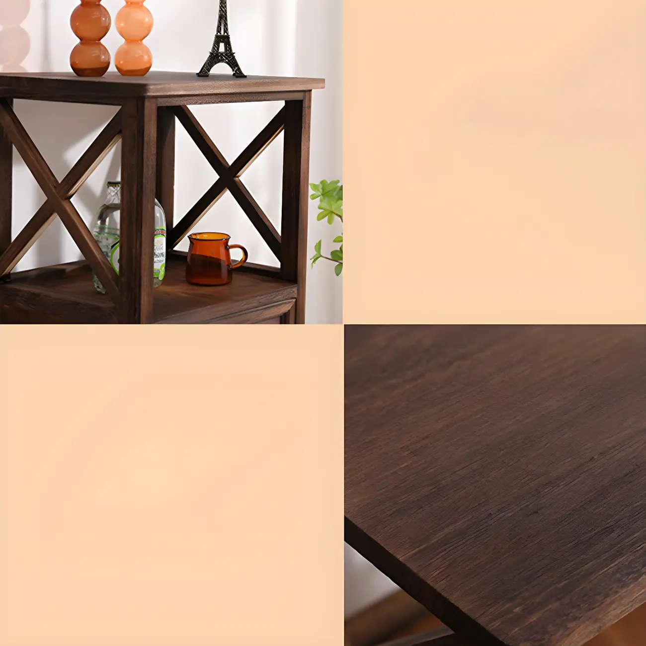 Industrial Rectangular Brown Wooden Drawer Cabinet