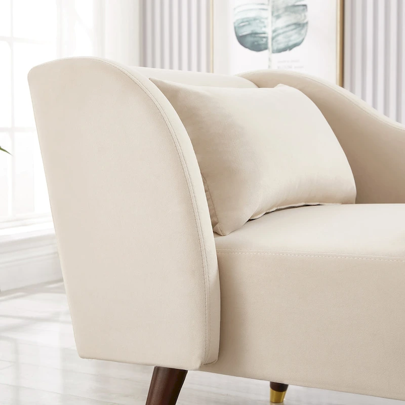 Modern Chaise Lounge Chair with Velvet Upholstery - 29.50 x 55.90 x 28.70