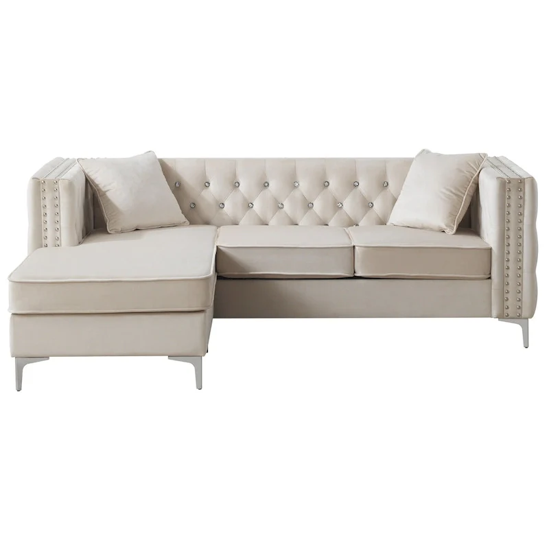 Paige Velvet Tufted Sofa with Chaise
