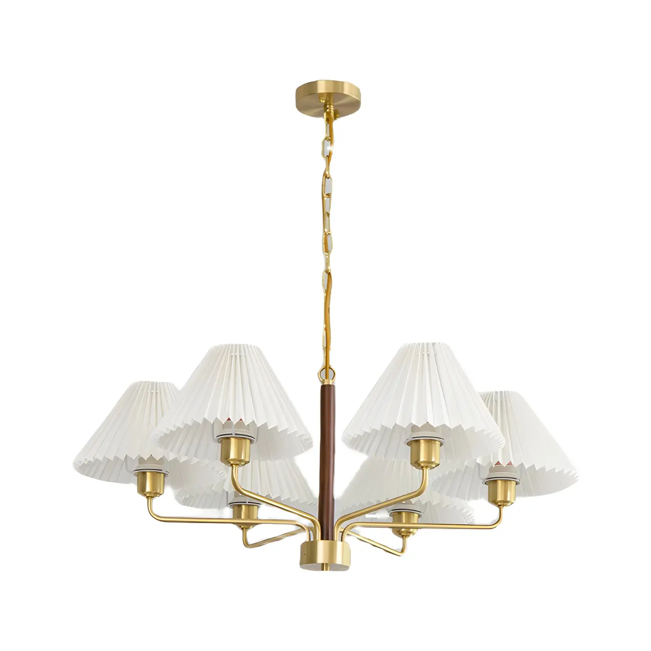 Gold Linear Metal Pleated Modern Chandelier Light