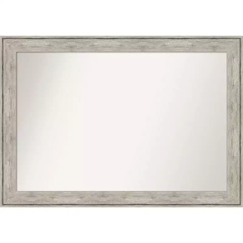41" x 29" Non-Beveled Crackled Metallic Wall Mirror - Amanti Art: Modern Rectangle, Includes Mounting Hardware