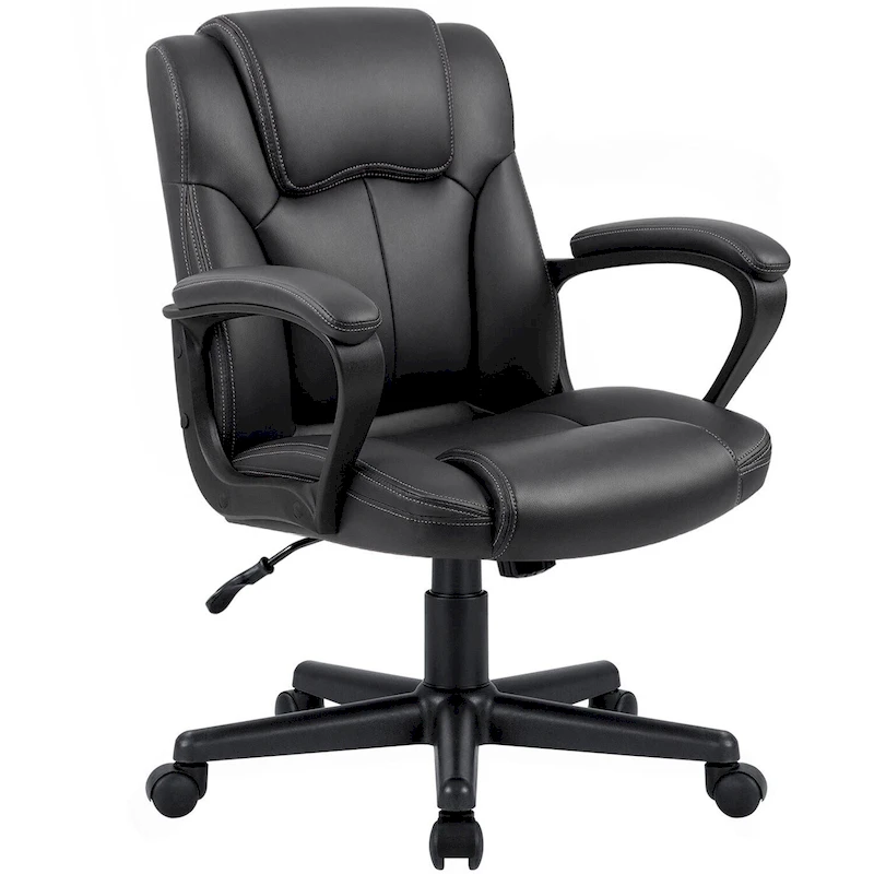 Homall Brown Executive Chair High-Level PU Leather Thick Padded Ergonomic Chair Mid Back Office and Commercial Chair