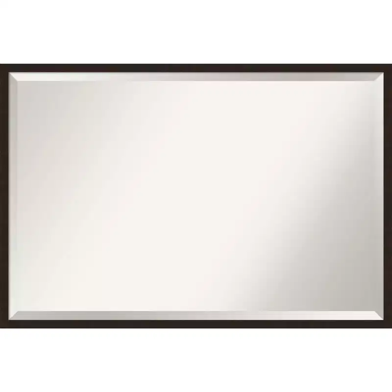 37" x 25" Carlisle Narrow Framed Bathroom Vanity Wall Mirror Dark Brown - Amanti Art: Modern Rectangle, Wood Frame, Wall Mounted