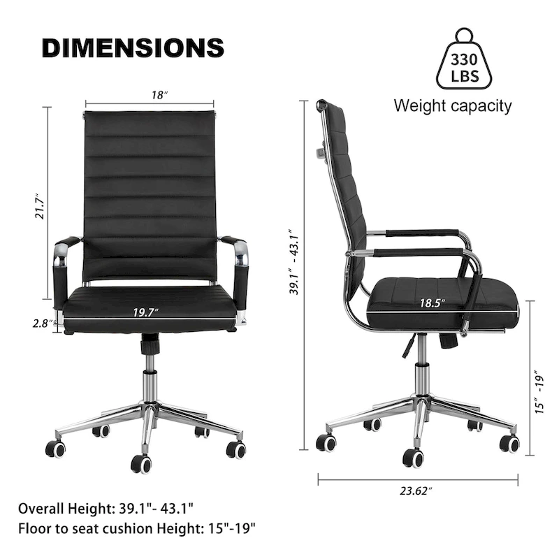 Ergonomic Office Desk Chair PU Leather Height Adjustable Swivel Chair