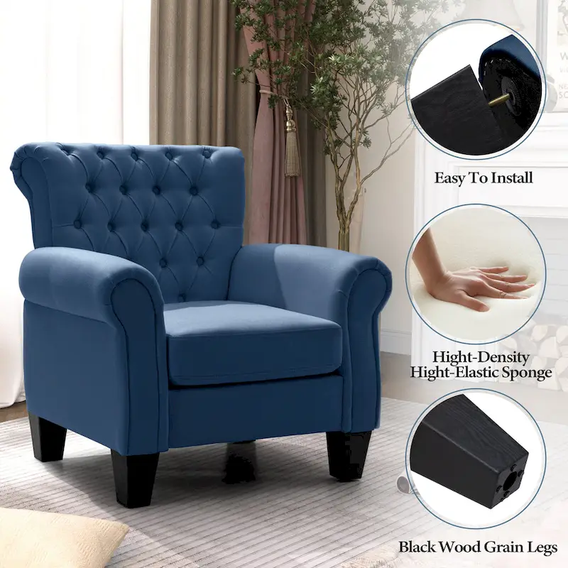 Accent Club Chair with Arms and Padded Seat