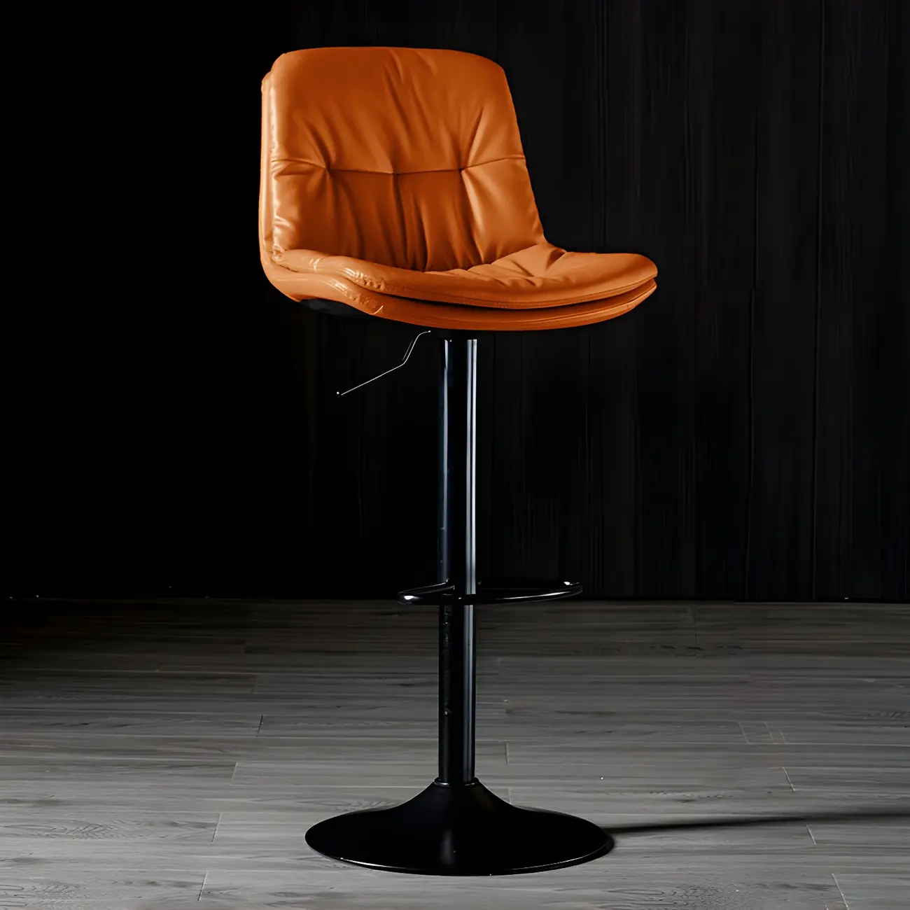 Adjustable Leather Low Back Swivel Bar Stool