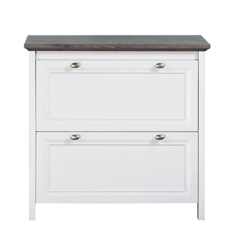 Saint Birch Olivia Grey Oak and White Finish 2 Drawer Lateral Filing Cabinets