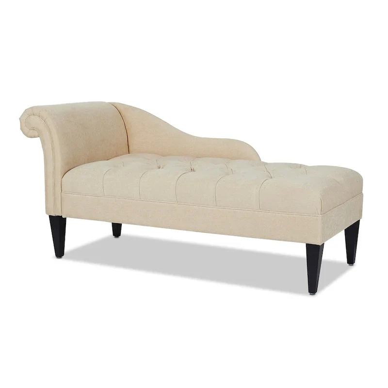 Jet Black / Beige / White / Blue / Yellow / Brown Mid-Century Tufted Chaise Lounge – Single