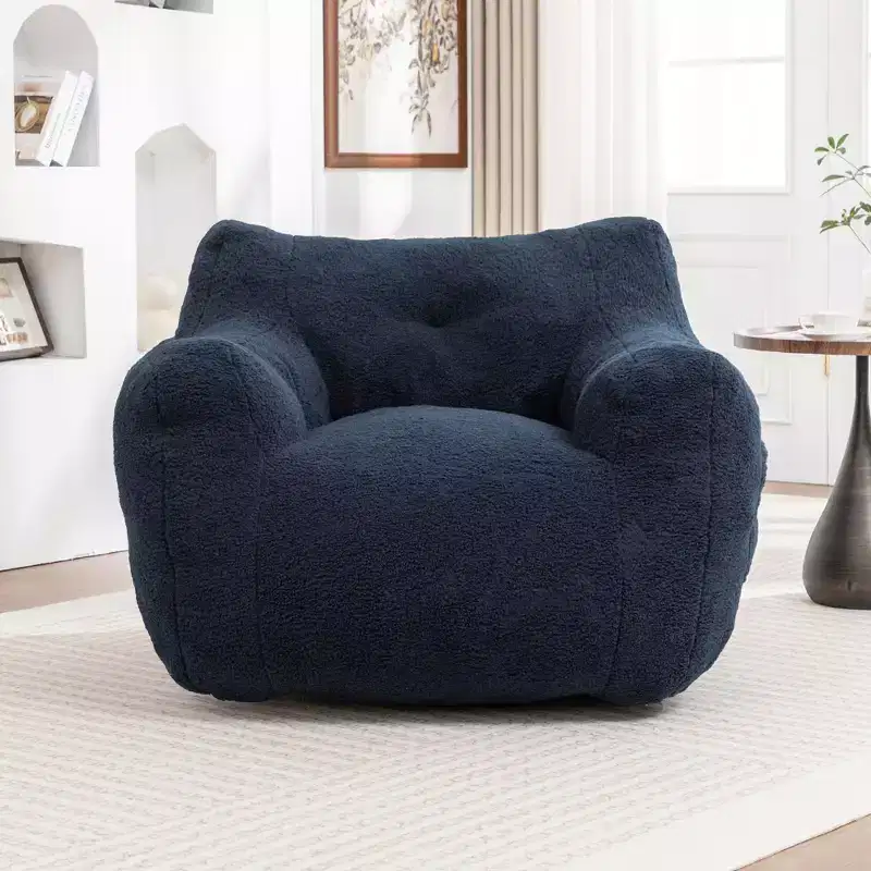 Okak Bean Bag Chair with Arms, Teddy Giant Bean Bag Sofa with High-Density Foam, Floor Chairs for Adults, Bean Bag Couch for Living Room